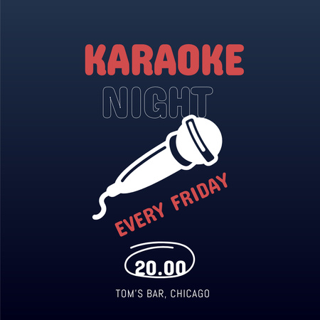 Fun-filled Karaoke Night Announcement with Microphone Instagram Design Template
