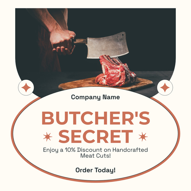 Fresh Meat at Butcher's Market Instagram AD Šablona návrhu