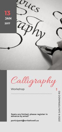 Calligraphy Workshop Announcement with Decorative Letters Flyer DIN Large Design Template