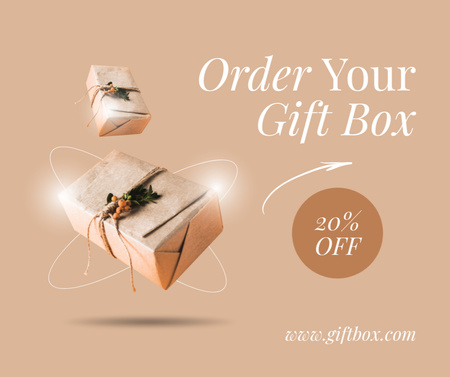 Magic Gift Boxes Ordering Beige Facebook Design Template