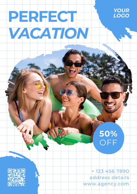 Perfect Vacation on the Beach Poster Design Template