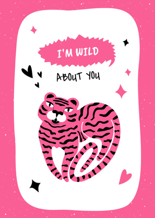Platilla de diseño Love Phrase With Cute Tiger Postcard 5x7in Vertical