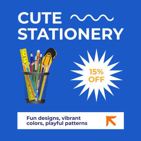 Offer of Cute Stationery with Discount Animated Post Design Template
