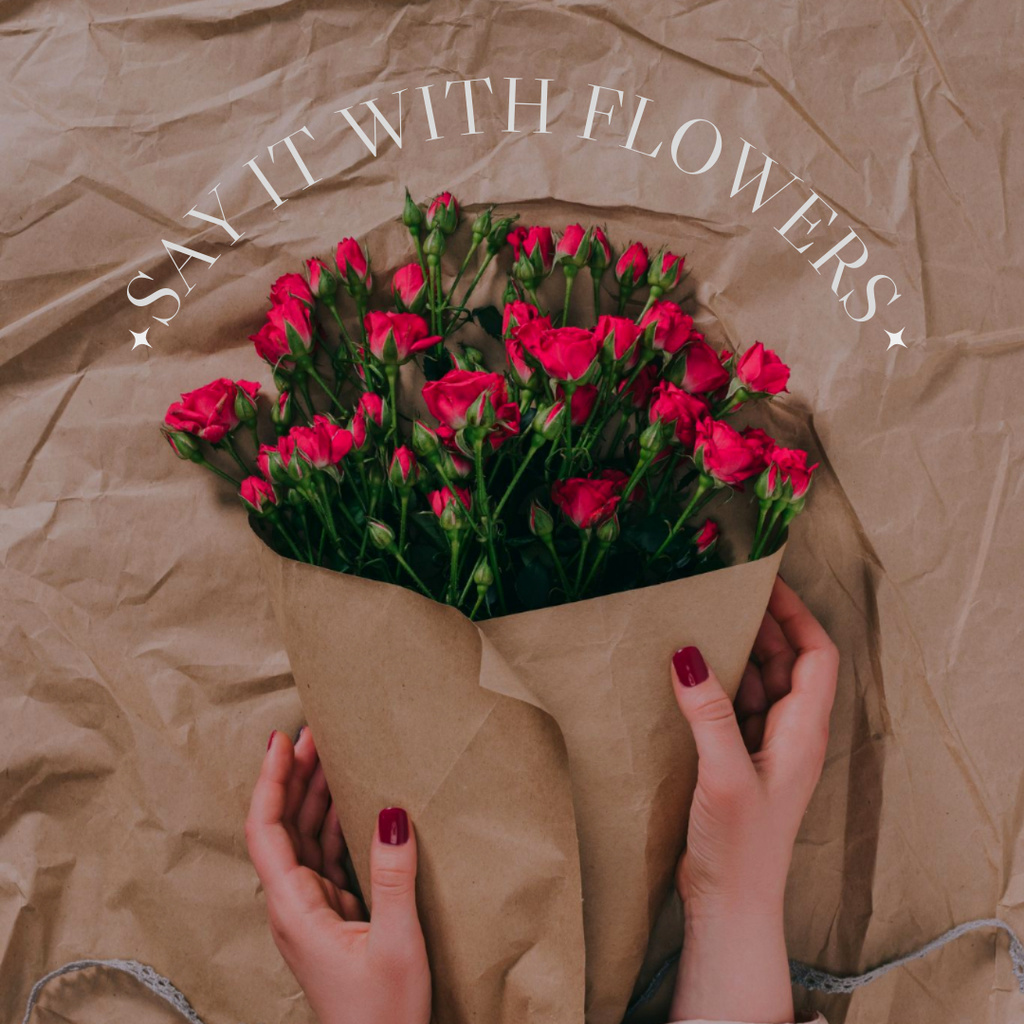 Inspirational Phrase with Flowers as Gift Instagram Tasarım Şablonu