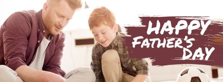 Father's Day Greeting Dad Playing with Son Facebook cover Design Template