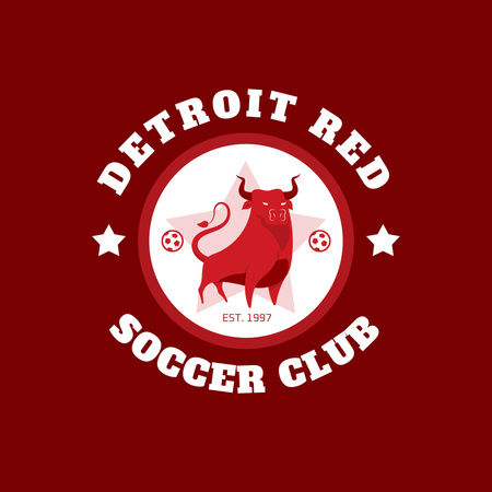 Soccer Club Emblem with Bull Logo Design Template