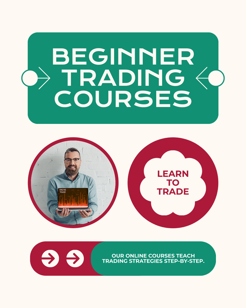Ontwerpsjabloon van Instagram Post Vertical van Simple Course on Stock Trading for Beginners