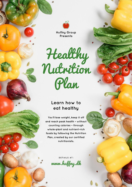 Ontwerpsjabloon van Poster van Healthy Nutrition Plan with Raw Vegetables