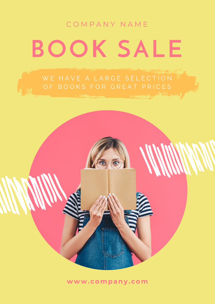 Designvorlage Outstanding Books at Discounted Prices Offer In Yellow für Poster