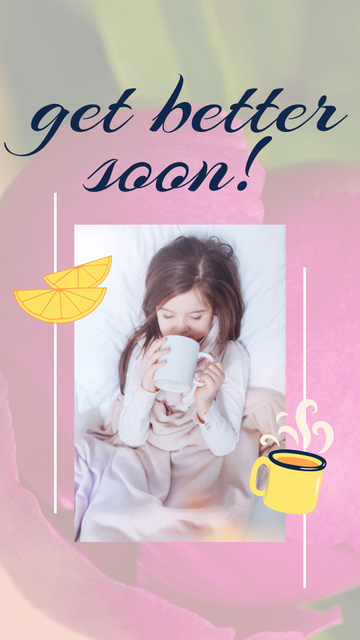 Get Better Soon Wish With Flower Blossom Instagram Video Story Design Template