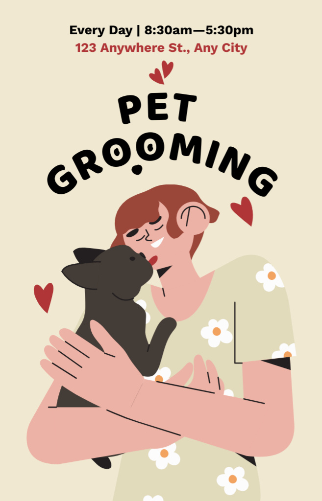 Designvorlage Pet Grooming Services Ad with Cute Illustration für IGTV Cover