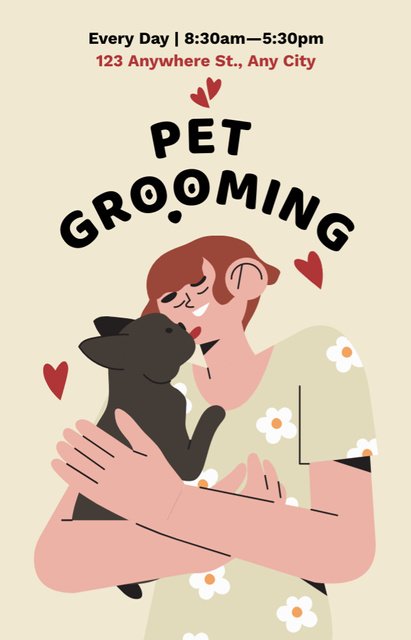 Pet Grooming Services Ad with Cute Illustration IGTV Cover Modelo de Design