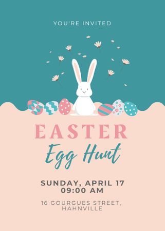 Easter Egg Hunt with Bunny Invitation Design Template