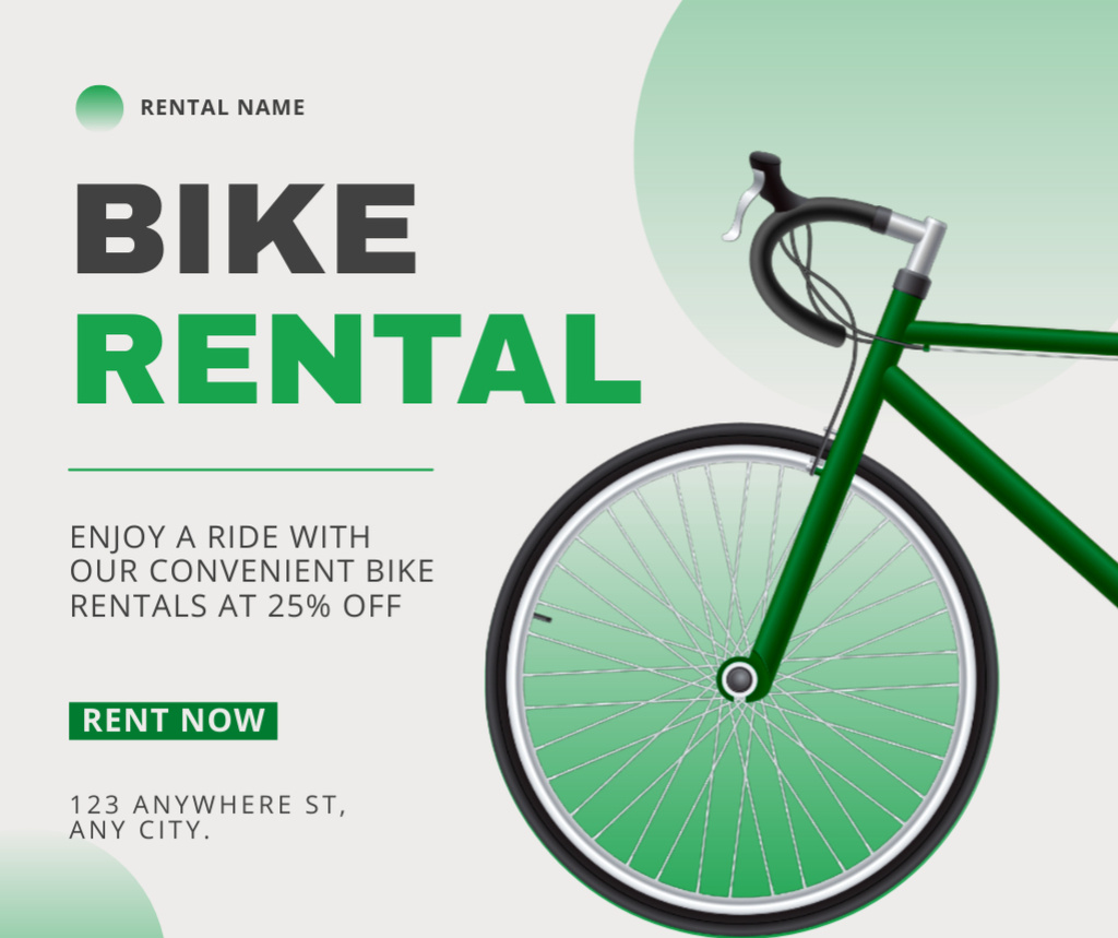 Discount on Rental Bikes on Green Facebook Design Template