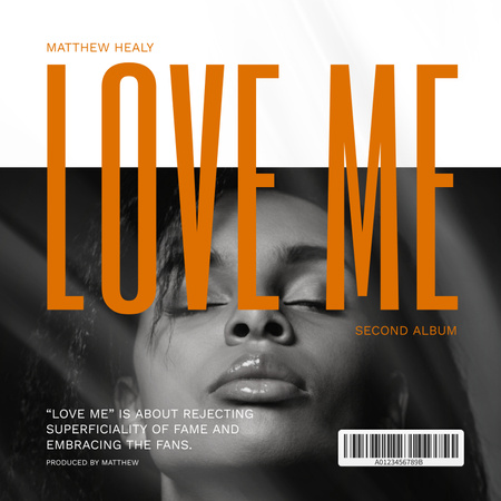 Album Cover with woman portrait,Love Me Album Cover Design Template