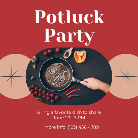 Potluck Party Invitation with Frying Pan Instagram Design Template