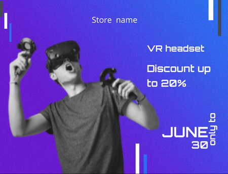 Virtual Reality Headset Sale with Man using Glasses Postcard 4.2x5.5in Tasarım Şablonu
