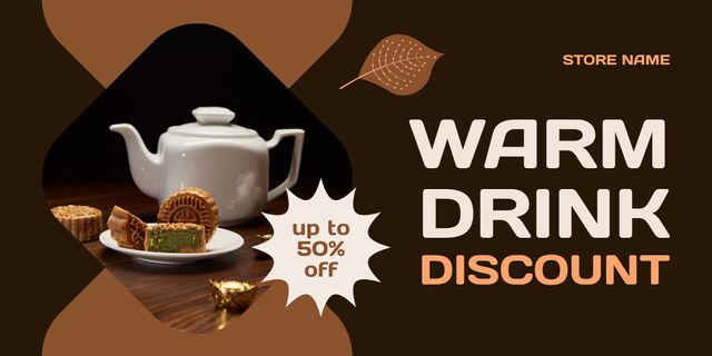 Hot Beverages At Discounted Rates Offer In Autumn Twitter Design Template