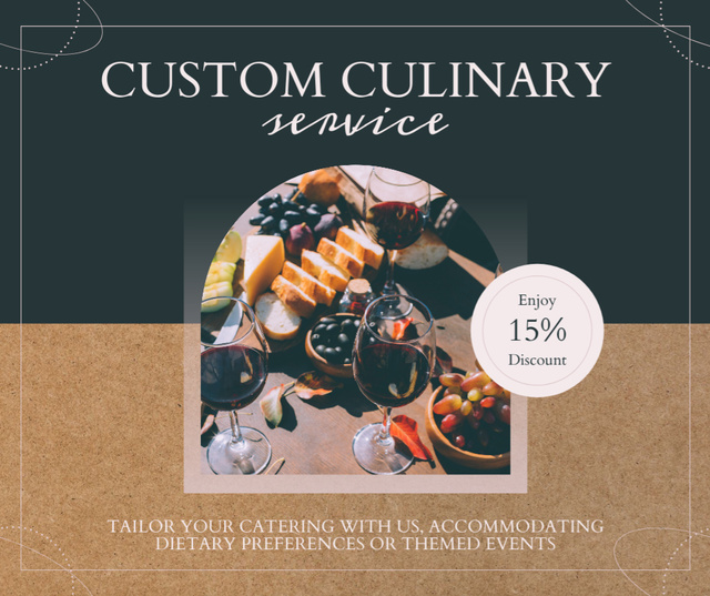 Custom Culinary Service with Nice Discount Facebook Šablona návrhu