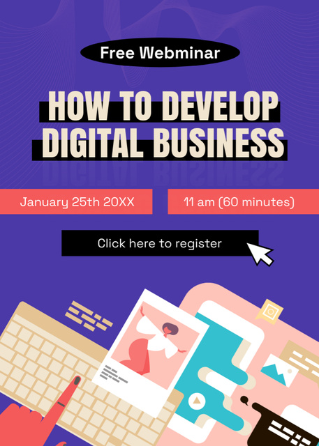 Free Webinar About Digital Business Invitationデザインテンプレート