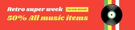 Ontwerpsjabloon van Ebay Store Billboard van Korting op alle Musical Retro Items