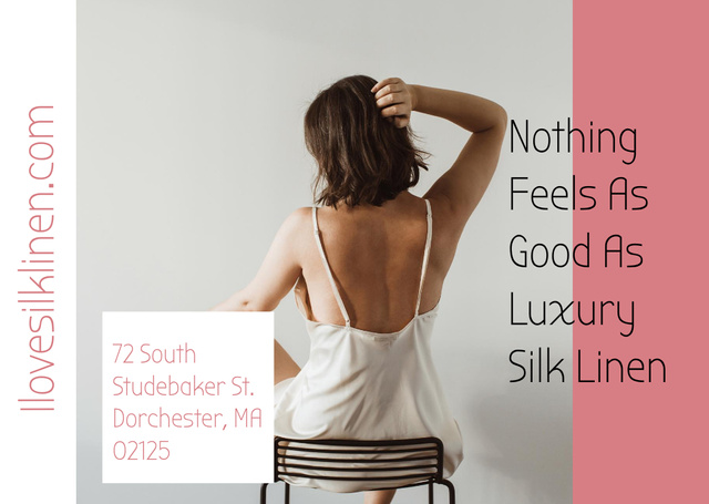Luxury silk linen with Attractive Woman Card Modelo de Design