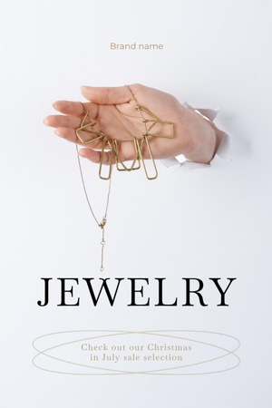 Jewelry Store Advertisement with Beautiful Gold Necklace Flyer 4x6in tervezősablon