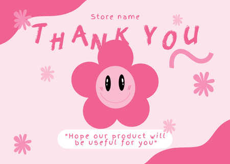 Template di design Messaggio di ringraziamento con fiore sorridente Card