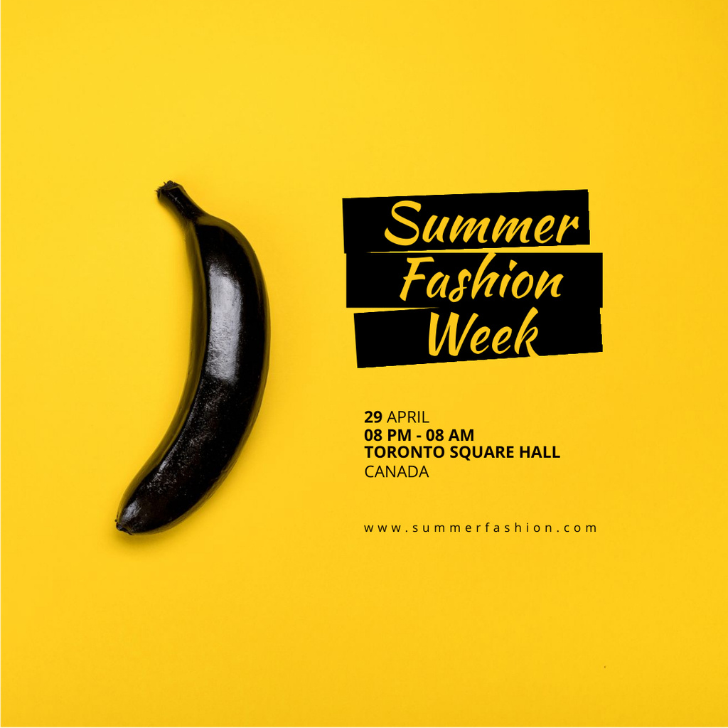 Summer Fashion Week Announcement with Black Banana Instagram Tasarım Şablonu