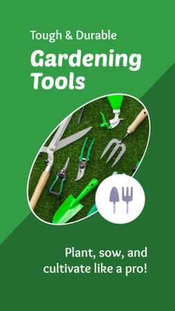 Durable Gardening Tools For Farmers Offer In Green Instagram Video Story Design Template