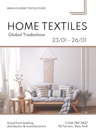 Home textiles event announcement roses in Interior Flyer A4 Design Template