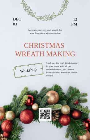 Announcement of Christmas Wreath Making Event Invitation 5.5x8.5in Design Template