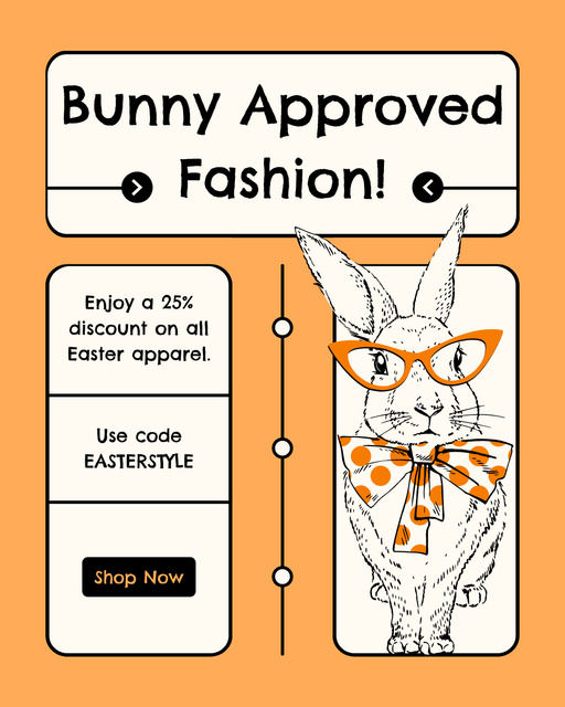 Easter Fashion Sale with Cute Stylish Bunny Instagram Post Vertical Πρότυπο σχεδίασης