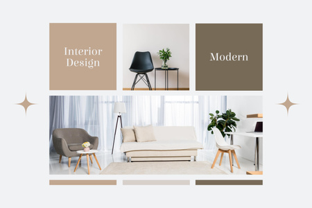 Beige and Brown Modern Interior Design Mood Board Design Template