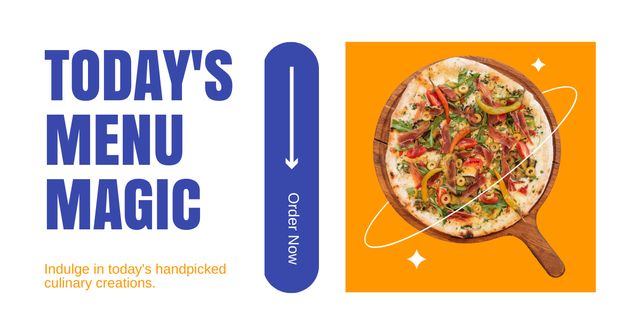 Ad of Today's Menu in Restaurant with Pizza Facebook AD Design Template