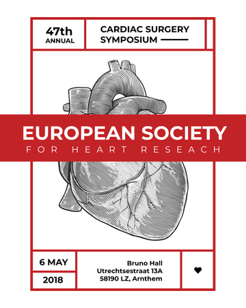 Cardiac Surgery Seminar Announcement with Heart Sketch Poster 16x20in Šablona návrhu