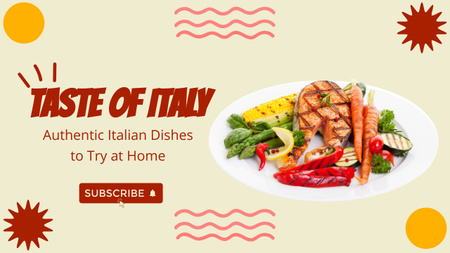 Ontwerpsjabloon van Youtube Thumbnail van Heerlijke Authentieke Italiaanse Recepten