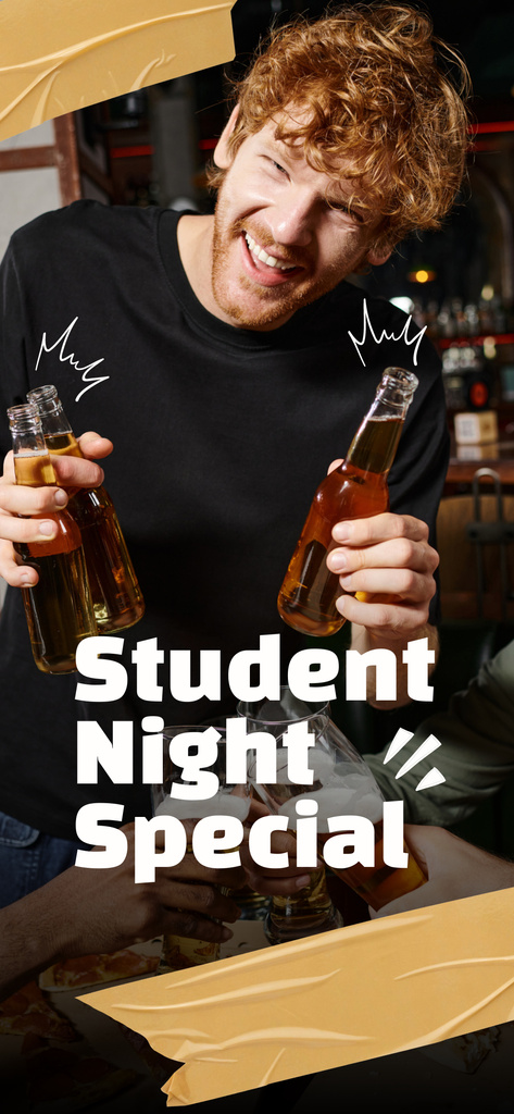 Ontwerpsjabloon van Snapchat Moment Filter van Announcement of Fun at Student Night with Beer