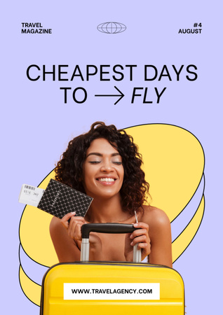 Plantilla de diseño de Oferta de viaje más barata con una mujer joven Newsletter 