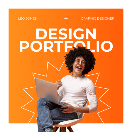 Designer with Laptop Photo Book Šablona návrhu