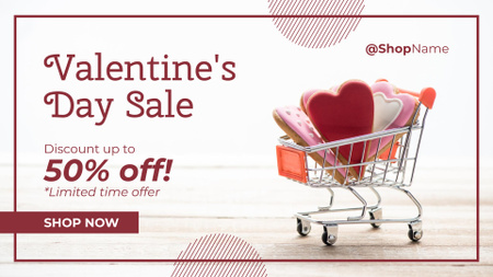 Valentine's Day Sale Announcement with Appetizing Cookies FB event cover Design Template