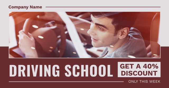 Modèle de visuel Weekly Discounts For Driving School Lessons - Facebook AD
