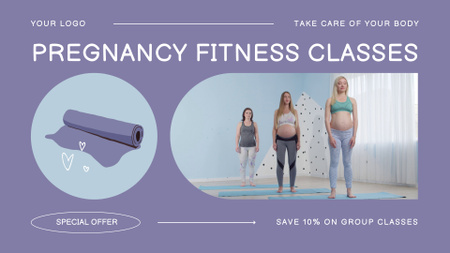 Designvorlage Inspirierende Fitnesskurse für Schwangere mit Rabatt für Full HD video