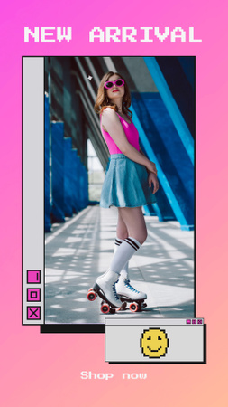 Stylish Woman on Roller Skates Instagram Story Design Template