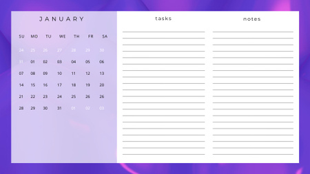 Bright Purple Gradient Frame Calendar Design Template