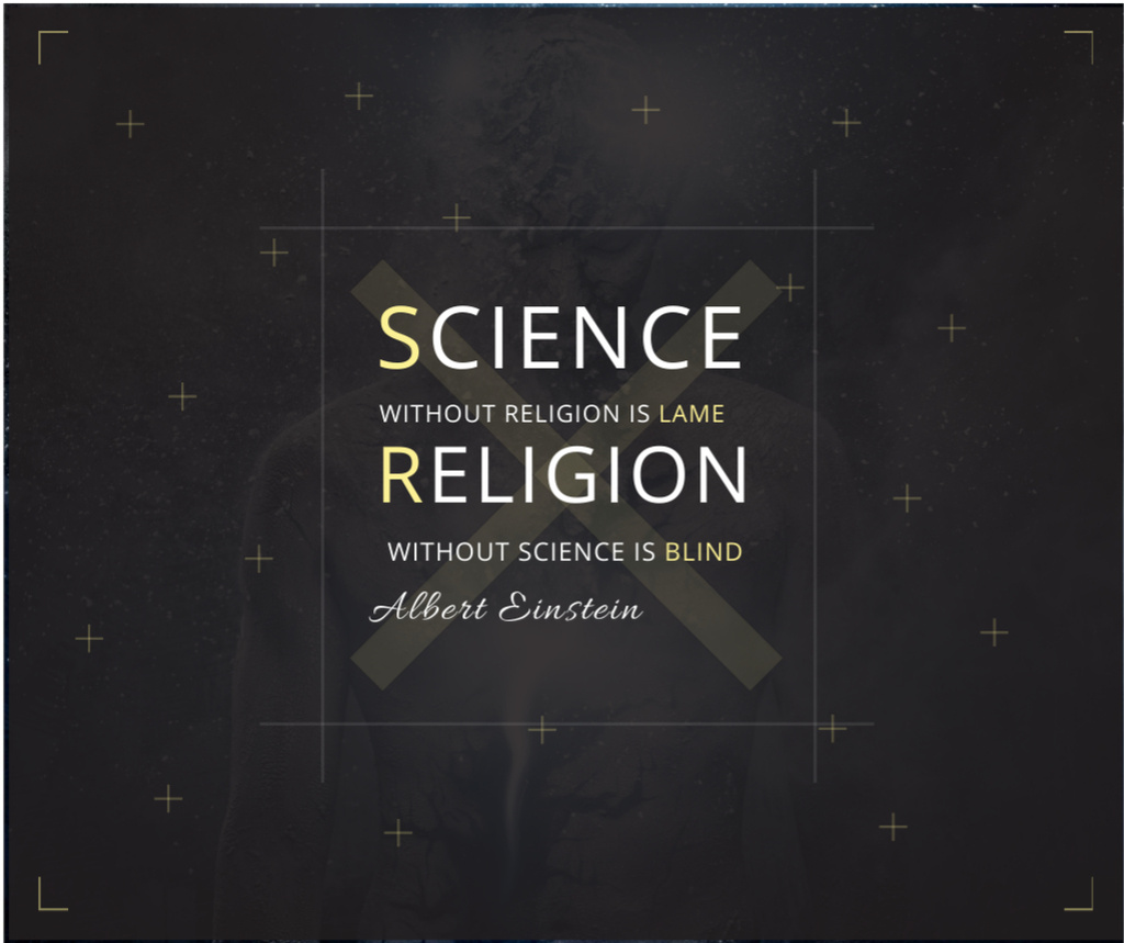 Designvorlage Science and Religion Quote with Human Image für Facebook