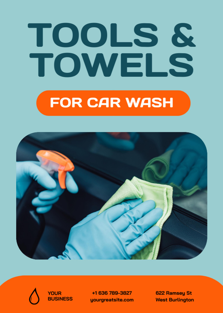 Platilla de diseño Offer of Tools and Towels for Car Flayer