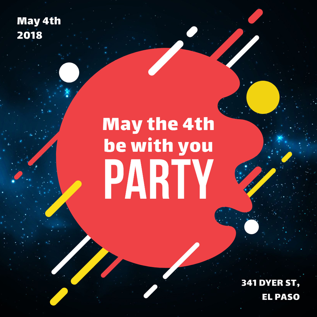 Star Wars Day party invitation on space background Instagram AD Design Template