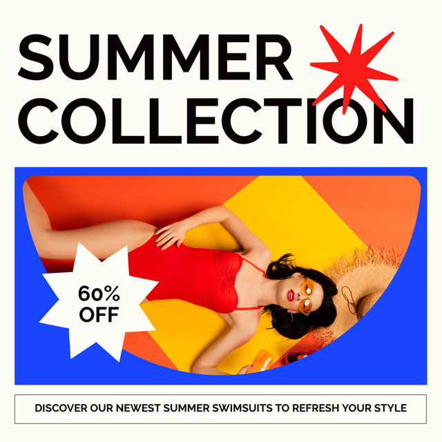 Summer Sale of Swimsuits Collection Instagram Design Template