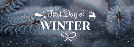 Ontwerpsjabloon van Tumblr van First Day of Winter Greeting Frozen Fir